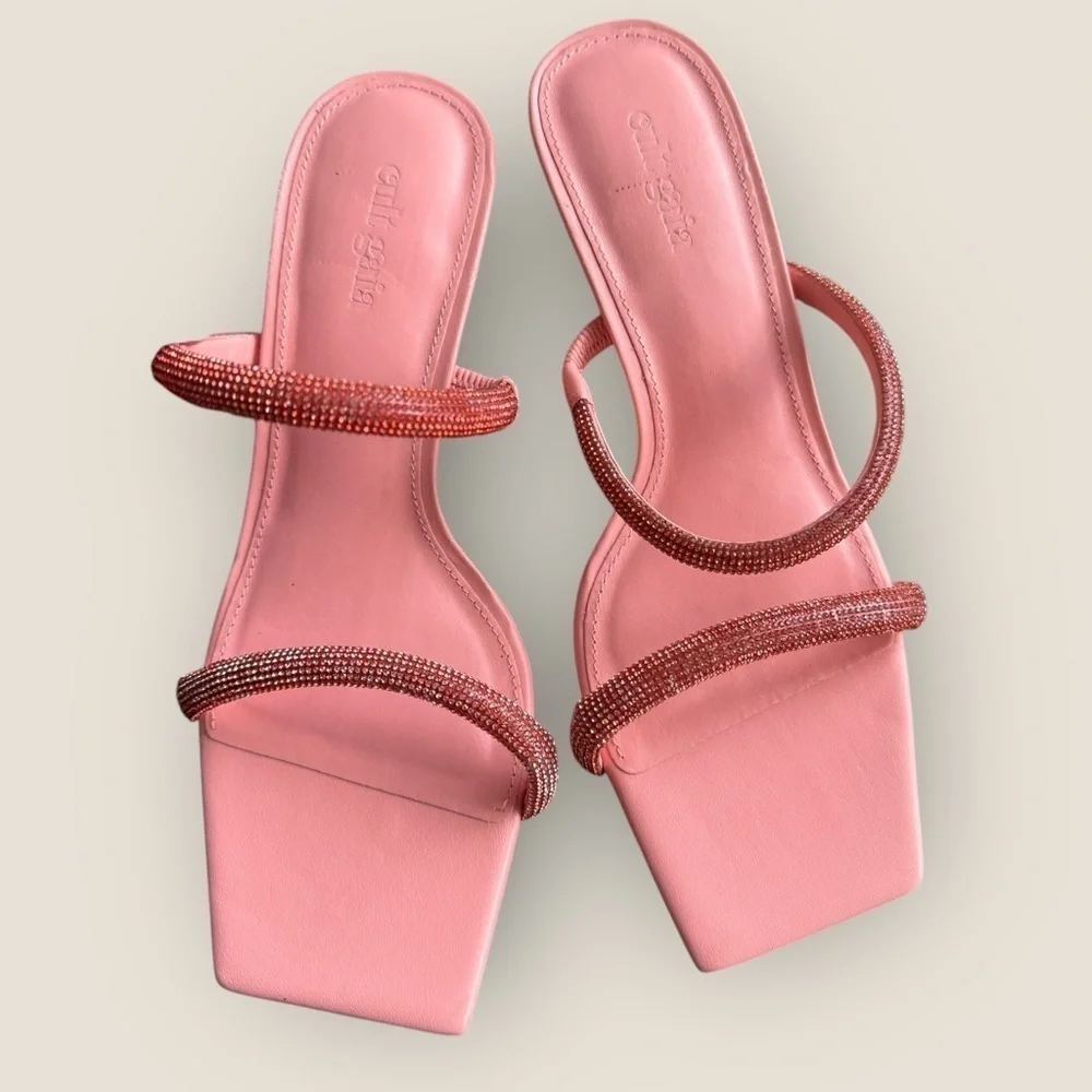 Cult Gaia | Rhinestone-Embellished 50mm Sandals | Size 36 | Pink